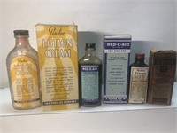 Vintage lot of pharmacy Glass bottles paper