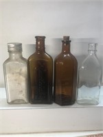 Vintage lot of glass and bath Cork and screwtop