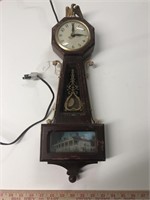 Vintage wooden electric banjo clock made by