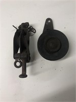 Vintage lot of 2 cast pulleys