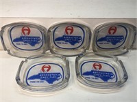 Vintage lot of five advertising glass ashtrays