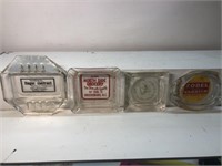 Vintage lot of glass advertising ashtrays