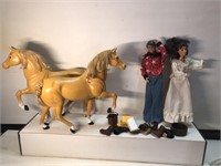 Vintage western Barbie and ken  doll with horses