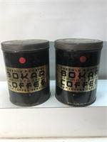 Vintage advertising Bokar coffee cans 1 pound