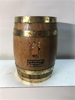 Vintage wooden keg bank no key . Unique