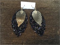 Purple/Gold Leaf Earrings from Eclectic Ruby Red