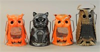 FOUR PAINTED HALLOWEEN LANTERNS