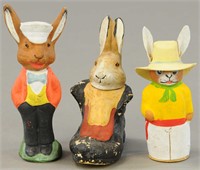 THREE EASTER BUNNY CANDY CONTAINERS