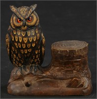 BLACK FOREST WISE OWL INK STAND