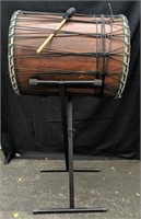 Beautiful African Dunun Bass Drum with Stand