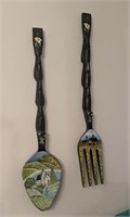 Handpainted Over Sized Fork & Spoon