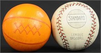 A BASEBALL AND A FOOTBALL CANDY CONTAINERS