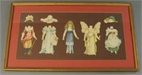 LARGE FRAME OF PAPER DOLL CUT-OUTS