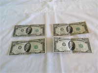 Four $10 Dollar Bills (1950)