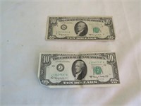 Two $10 Dollar Bills (1963)