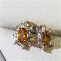 $1200 14K Diamond(0.06ct) Citrine(0.4ct) Earrings