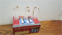 NEW 3 Glass Gold Trimmed Angel Ornaments 4inH