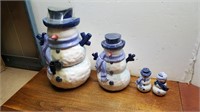 Christmas Snowman Set Juice Jug Cookie Jar S&P