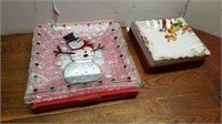 NEW 2 Christmas Serving Platters #Frosty & Bells