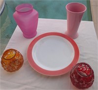 D - VASES, CANDLE HOLDERS, PLATE