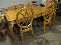 Ornately carved Solid Wood Dining Table & 6 Chairs