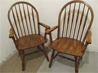 Pair Of Vintage Hoop Back Wooden Army Chairs
