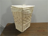 White Wicker Garbage Basket with Removable Top