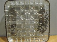 Silver Overlay Condiment / Vegetable Tray