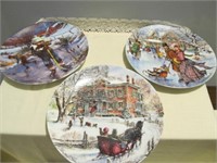 3 Winter Scene Collector Plates