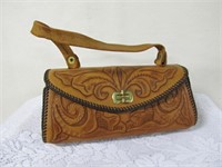 Hand Tooled Leather Purse - 10" wide