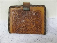 Hand Tooled Leather Coin Purse & card Holder