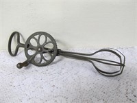 Antique Metal Egg Beater With Wooden Handle