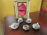 Antique Miniature tea Set with cupboard