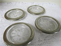 Set of 5 Glass Coasters With Metal Rims