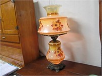 Antique Look Table Lamp With Chimney Floral Design