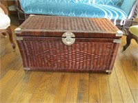 Large Wicker Storage Container With Metal Hardware