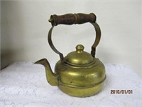 Decorative Bronze Kettle With Wooden Handle -7.5"h