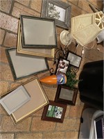 Picture Frame Lot w/ Lamp & Greenery Wall Decor