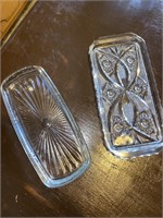 Lot of 2 Crystal Butter Dishes
