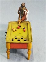 Vintage Wind Up Tin Toy Pool Player