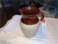 BROWN AND WHITE CROCK PITCHER