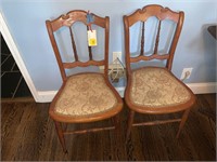 PAIR OF PADDED MAPLE CHAIRS