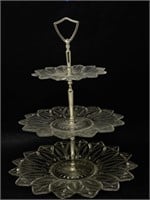 Three Tier Glass Holiday Hors D'oeuvre Tray