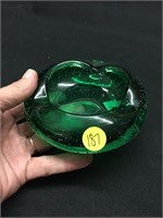 Small Blown Glass Bright Green Ash Tray