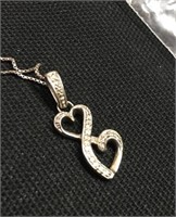 Adorable 2 Heart Sterling Silver Pendant Necklace
