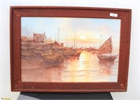 Oil Painting Nautical Scene- Vintage