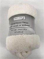 New Beauty Sleep Coral Fleece Throw White