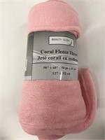 New Beauty Sleep Coral Fleece Throw Pink