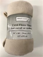 New Beauty Sleep Coral Fleece Throw Taupe