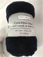 New Beauty Sleep Coral Fleece Throw Navy Blue